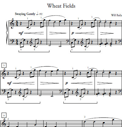 Wheat Fields Sheet Music and Sound Files for Piano Students